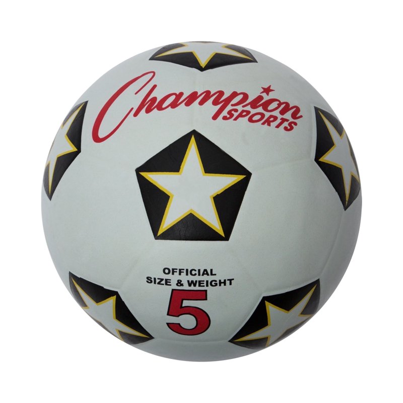Champion Sports Rubber Cover Soccer Ball - Size 5 White/Black