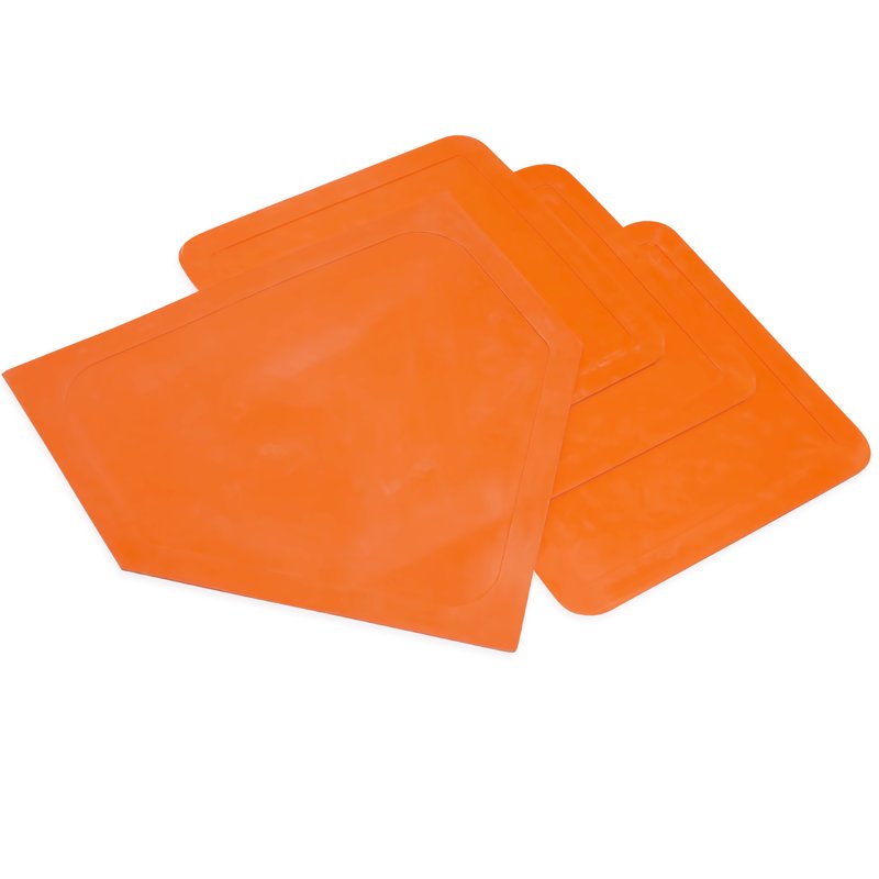 Baseball & Softball Throw Down Base Set - Rubber Bases for Training & Practice, 17x17 Inches, Orange