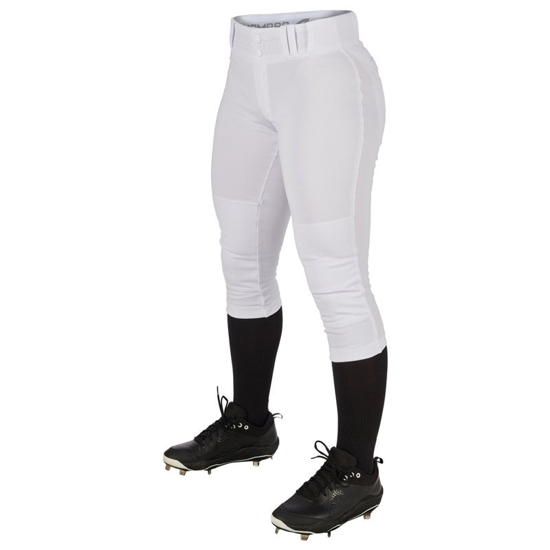 Girls Tournament Athletic Pants - White, Low-Rise, Tapered Leg