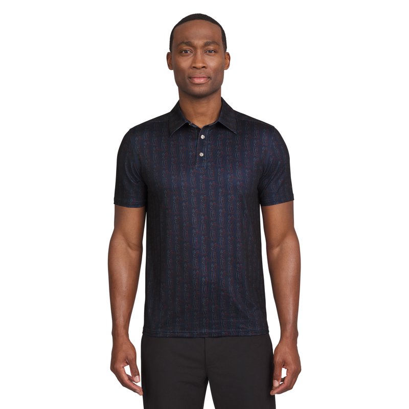Men's and Big Men's Classic Fit Short Sleeve Golf Polo Shirt - Breathable, Moisture-Wicking, Allover Print