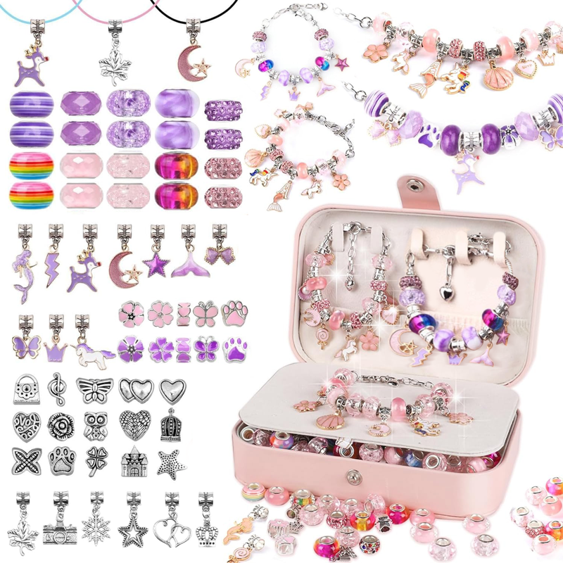 DIY Charm Bracelet Making Kit for Girls - 134 Pieces Jewelry Craft Set