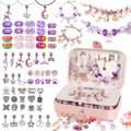DIY Charm Bracelet Making Kit for Girls - 134 Pieces Jewelry Craft Set