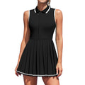 Women's Tennis Dress with Shorts & Pockets - Workout Golf Pleated Dress