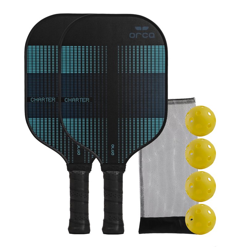 Orca Charter Performance Pickleball Paddle Starter Set - 2 Paddles, 4 Balls & Bag (Variation 2)