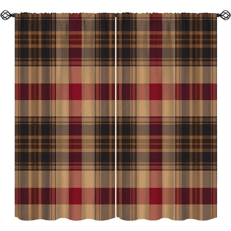 Thermal Insulated Tartan Plaid Curtains 2 Panel Sets - Room Darkening Window Treatments