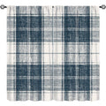 High-Resolution Plaid Pattern Thermal Insulated Curtain Set - Blue, 2 Panels