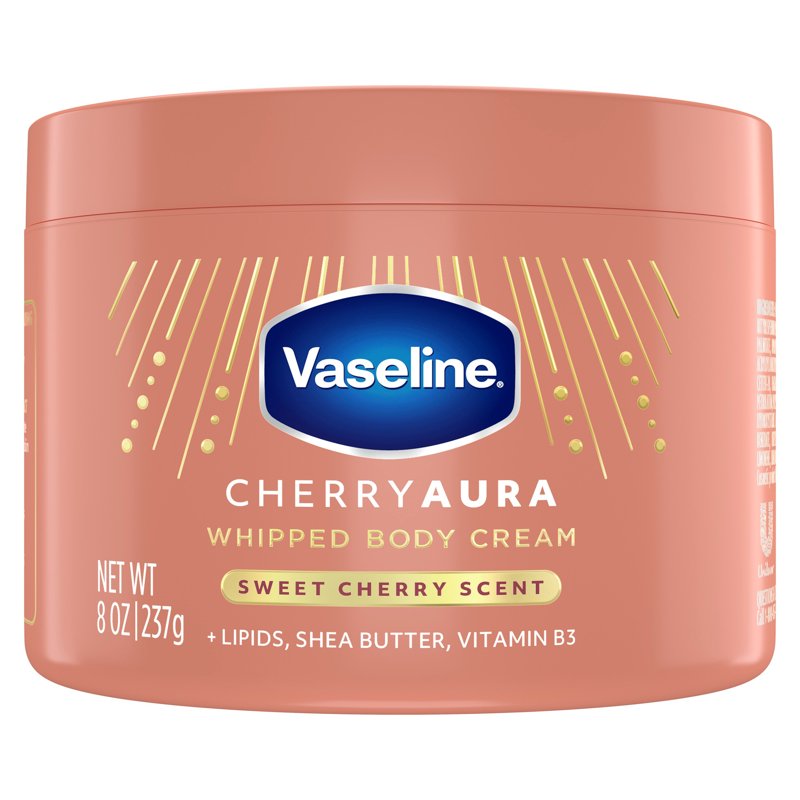 Vaseline Cherry Aura 72HR Moisturizing Body Cream - Dehydrated Skin Nourishment, 8 oz