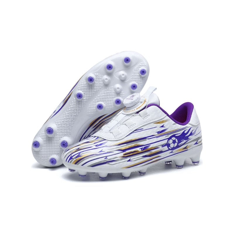 ChiVerve Unisex Kids Baseball Cleats, Softball & Soccer Football Shoes - White Purple AG