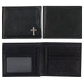 Men's Leather RFID Blocking Cross Wallet with Removable ID Window - Black