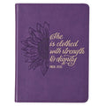 Inspirational Scripture Journal with Sunflower Design - Purple Faux Leather, 240 Ruled Pages