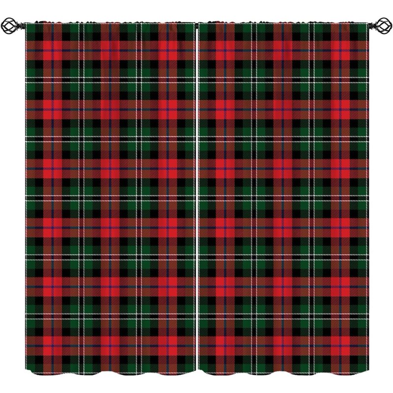 Holiday Christmas Window Curtains Set - Repeating Pattern Insulated Drapes for Living Room & Bedroom