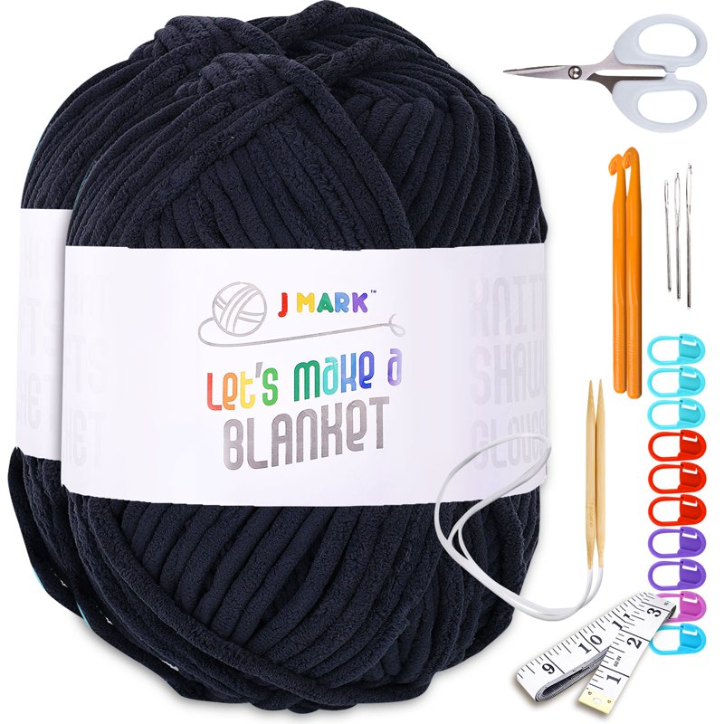 Chunky Yarn Kit for Knitting and Crocheting - Includes 437 yd Thick Yarn Balls, Circular Needles, Crochet Hooks, Measuring Tape, Scissors & Pins