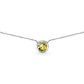 Sterling Silver Dainty Bezel-Set Gemstone Choker Necklace for Women & Teens