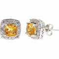 Sterling Silver Citrine and White Sapphire Earrings for Women