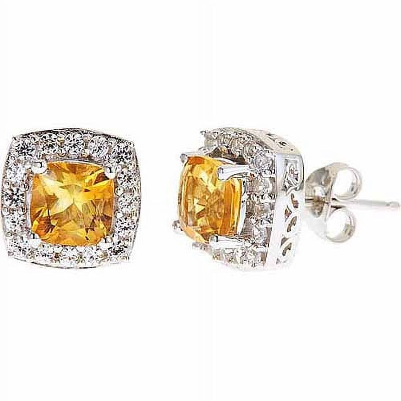 Sterling Silver Citrine and White Sapphire Earrings for Women
