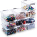 Stackable Plastic Storage Bins with Lids - Small Craft and Toy Organizer, 10 Pack
