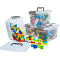 Stackable Storage Bins with Lids & Handles, 5.3 Qt. - 4 Pack Clear Organizers for Kids and Home