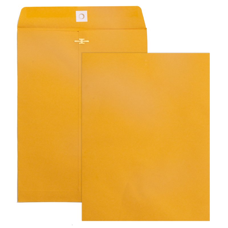 9x12 Clasp Envelopes with Gummed Seal - 100 Pack Kraft Mailing Envelopes for Business & Office