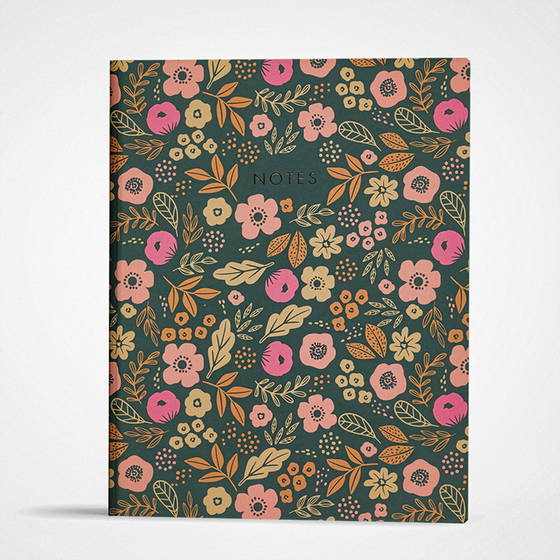 Large Floral Journal 8x10 Inch Hardcover Notebook with 200 College-Ruled Pages