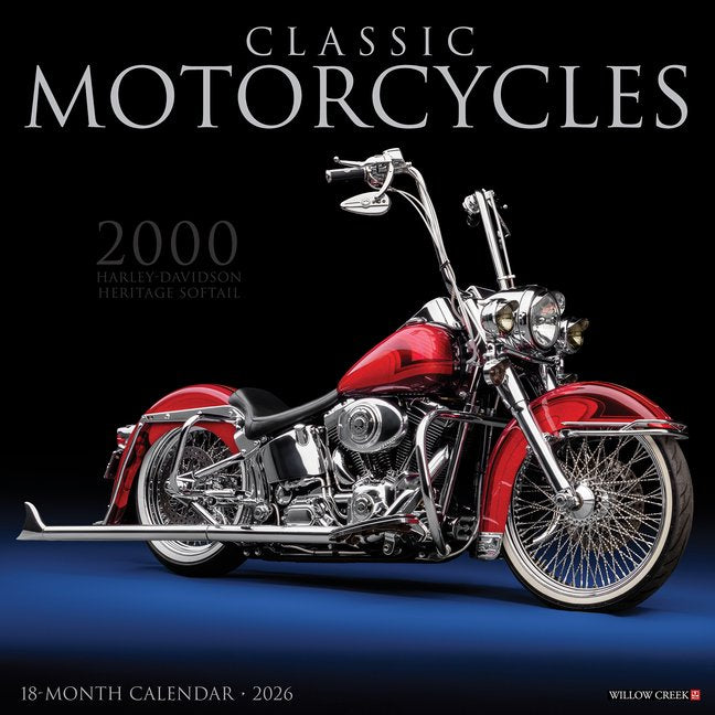 2026 Classic Motorcycles Wall Calendar Vintage Bike Artwork