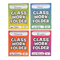 Classwork Pocket Folders - Laminated School Paper Holders, 12 Pieces