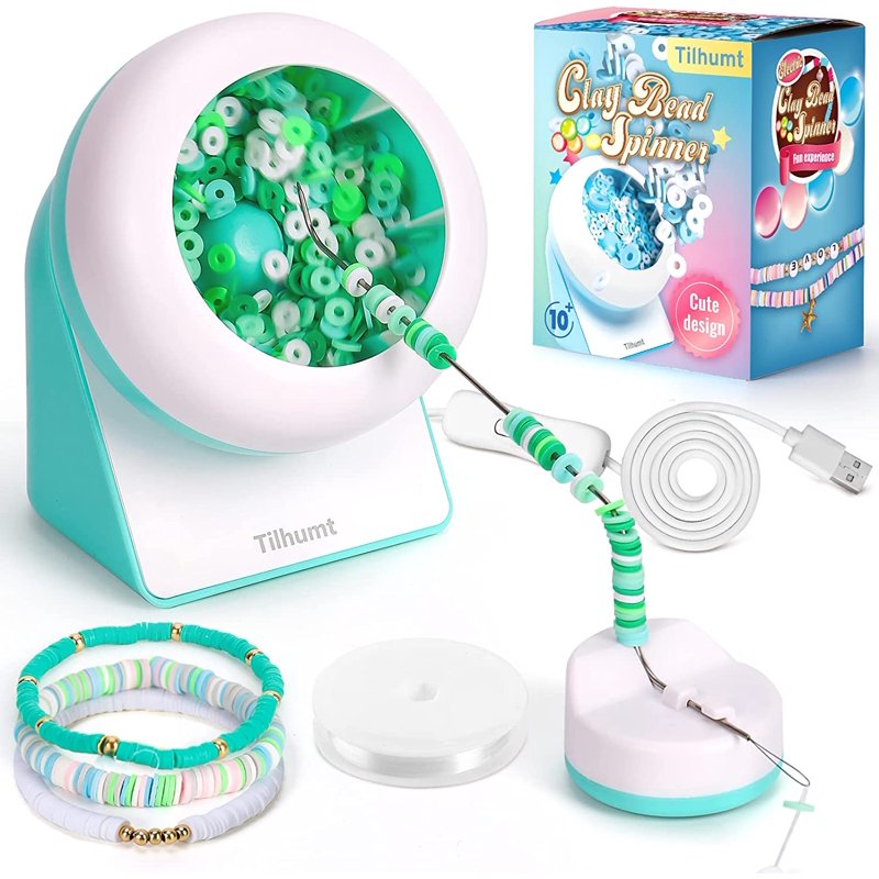 Electric Bead Spinner for Jewelry Making - Clay Bead Craft Tool with Needle & Thread