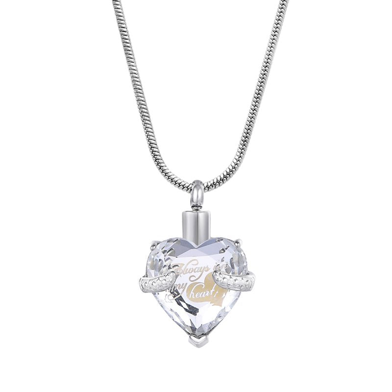 Heart Cremation Necklace for Ashes - Memorial Pendant with Free Fill Kit