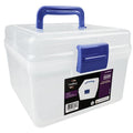 Plastic Storage Box with Blue Handle & Latch - 8.25 Inch Organizer