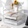 Stackable Desk Organizer Trays 4 Pack Clear Office Storage Sets