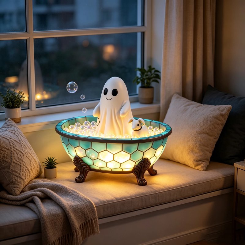 Halloween Ghost Bubble Bath Lamp with Night Light for Home & Bedroom Decor