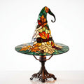 Halloween Witch Hat Lamp with Tiffany Stained Glass Design - Fall Decor for Home & Party
