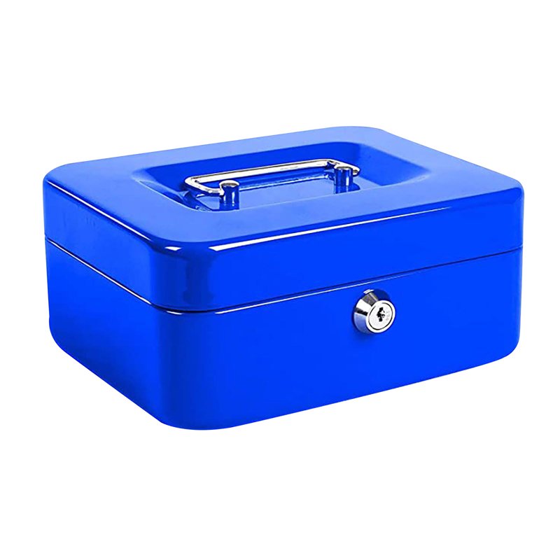 Portable Metal Cash Box with Key Lock and 2 Security Keys - Sturdy Lockable Safe