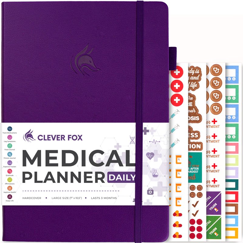Undated Medical Planner and Wellness Journal - 3-Month Health Tracker, Hardcover