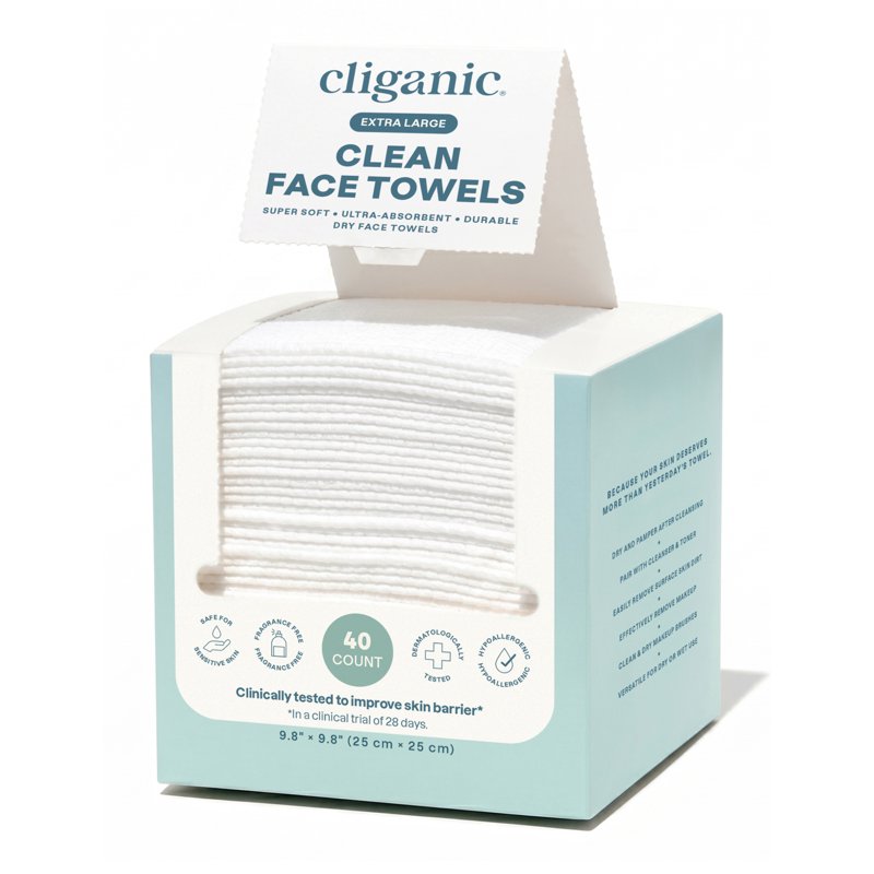 Disposable Hypoallergenic Face Towels - Extra Large, 40 Count