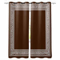 Blackout Curtains for Living Room & Bedroom - Geometric Greek Key Design, Insulated Grommet Drapes, 84 Inches Long
