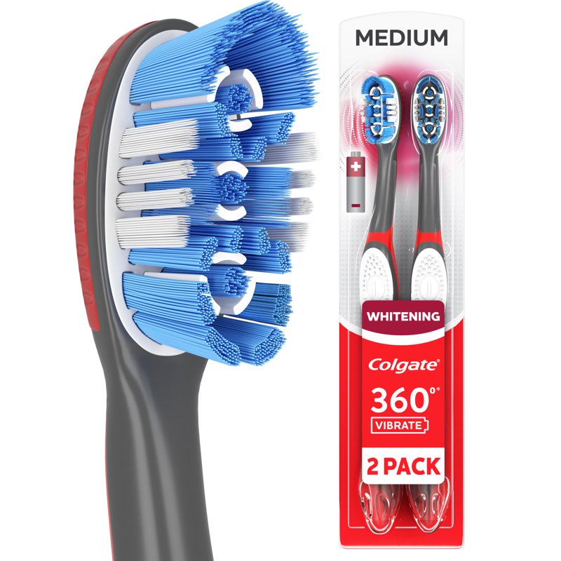 Electric Toothbrush Pack - Whitening, Battery Powered, Medium Bristles