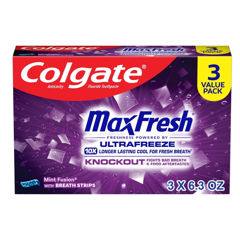 Colgate MaxFresh Knockout Mint Toothpaste 3-Pack, 6.3 oz each