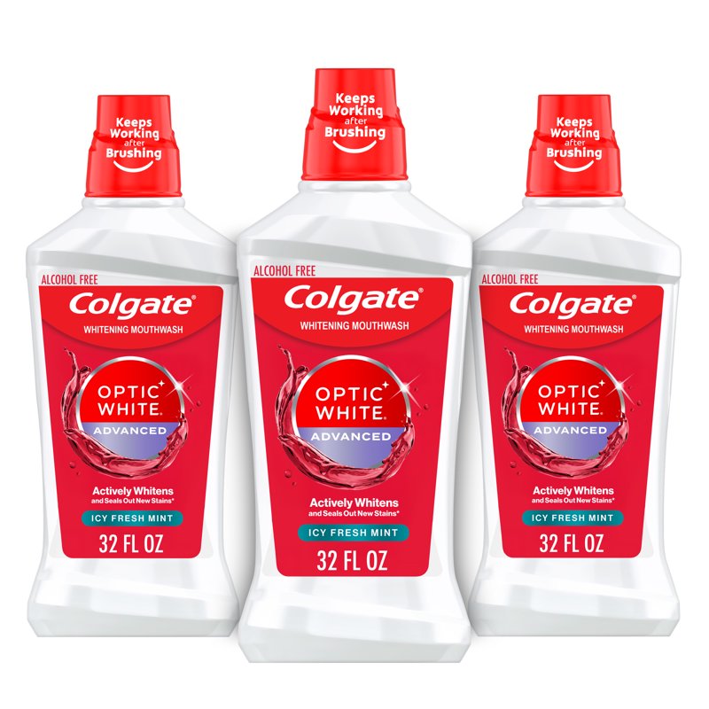 Colgate Optic White Mouthwash Icy Fresh Mint 32 oz 3-Pack Variation of THIS listing