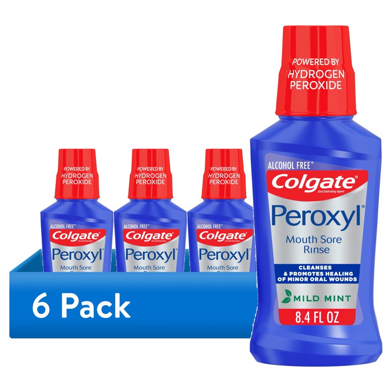 Alcohol-Free Mouthwash for Oral Sore Healing - Mint Flavor, Pack of 6
