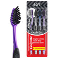 Adult Soft Charcoal Toothbrushes Set with Tongue Cleaner - 4 Pack