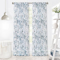 Indoor Floral Light Filtering Curtain Panel - Linen-Like Texture, Teal, 52x84 Inches