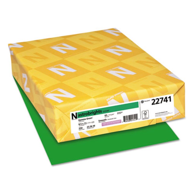 Bright Green 65 lbs. 8.5 x 11 Inch Colored Cardstock - Pack of 250