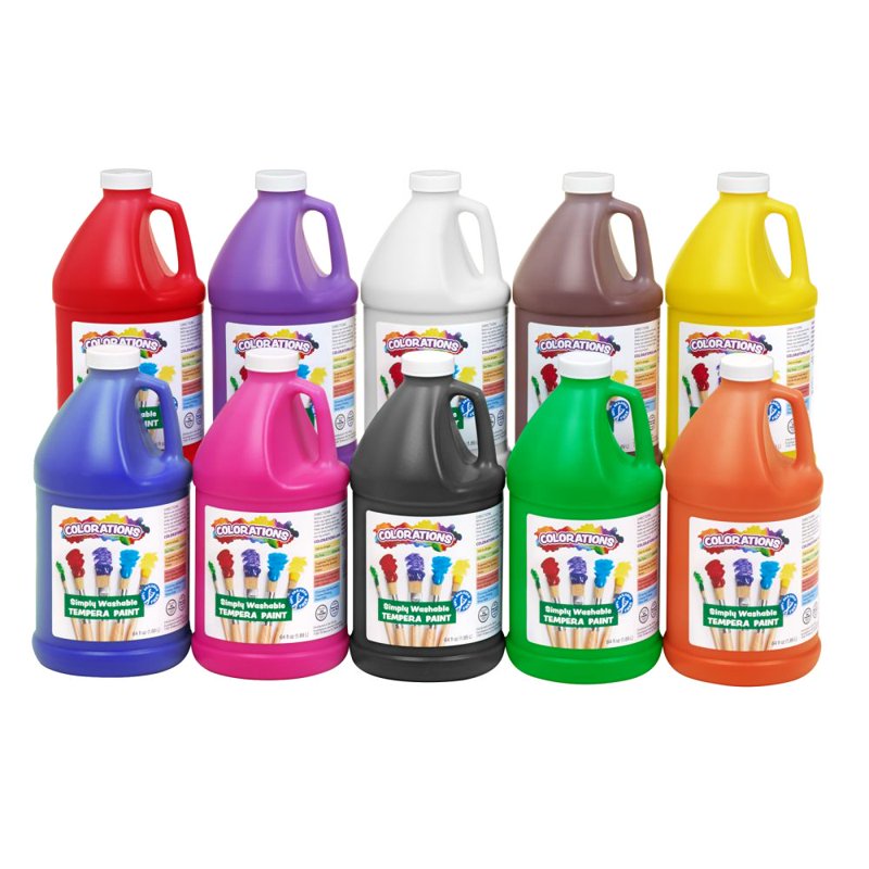 Paraben-Free Washable Tempera Paint Set - 10 Colors, 1/2 Gallon Each
