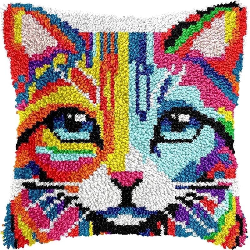 Latch Hook Craft Kit for Adults - Colorful Animal Pillow & Rug Making