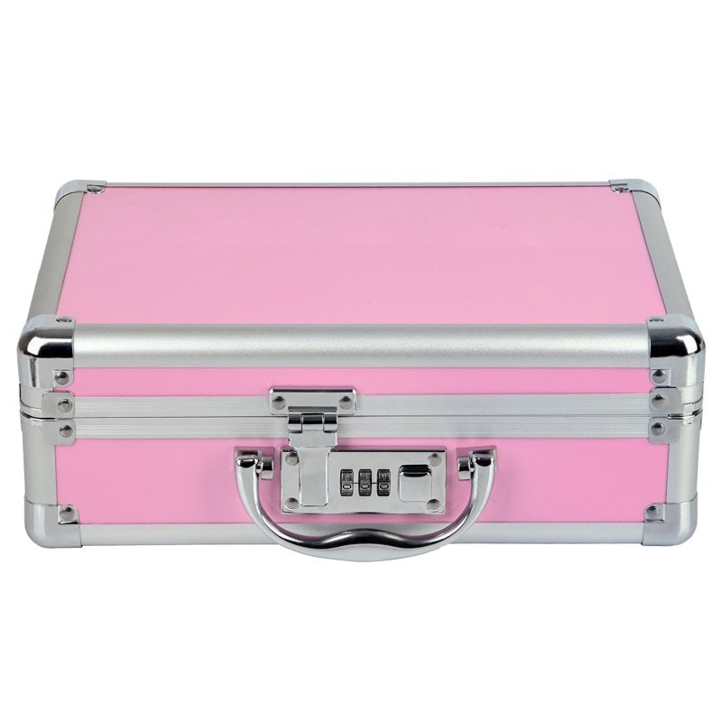 Large Aluminium Lock Box for Medications and Valuables - Pink, Travel & Home Use