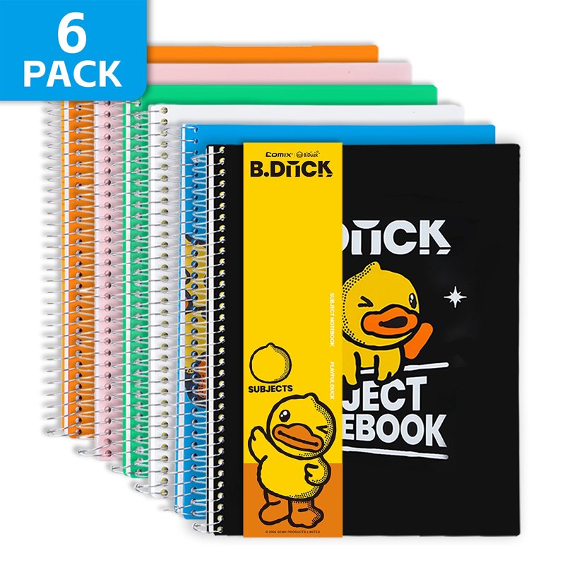 6-Pack 11x8.5 Inch College Ruled Spiral Notebooks with Pocket Dividers