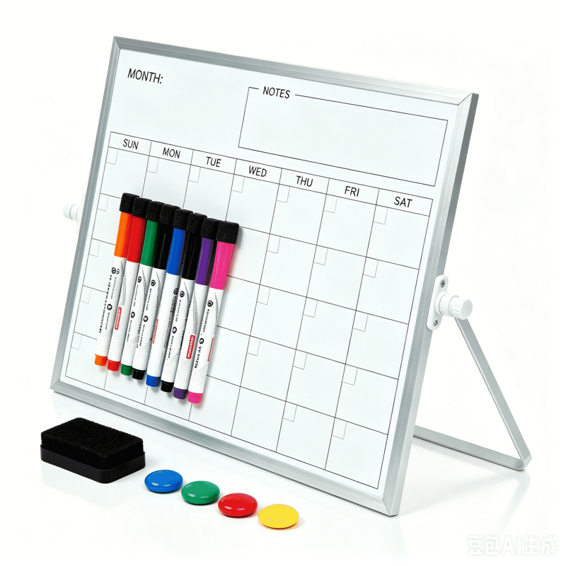 Double-Sided Magnetic Desktop Whiteboard with Stand, 16x12 inches, Office & Home Use