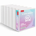 1.5 Inch D-Ring Binder with Clear Cover, Holds 350 Sheets, Pack of 6