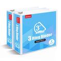 Heavy-Duty 3-Inch 3-Ring Binder with Clear Cover - 725 Sheet Capacity, 2-Pack