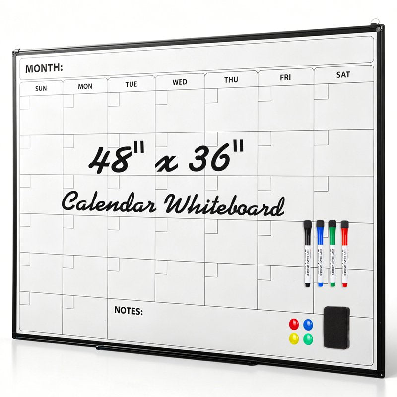 Magnetic Dry Erase Calendar Board 36x24 Inch Wall Whiteboard Organizer